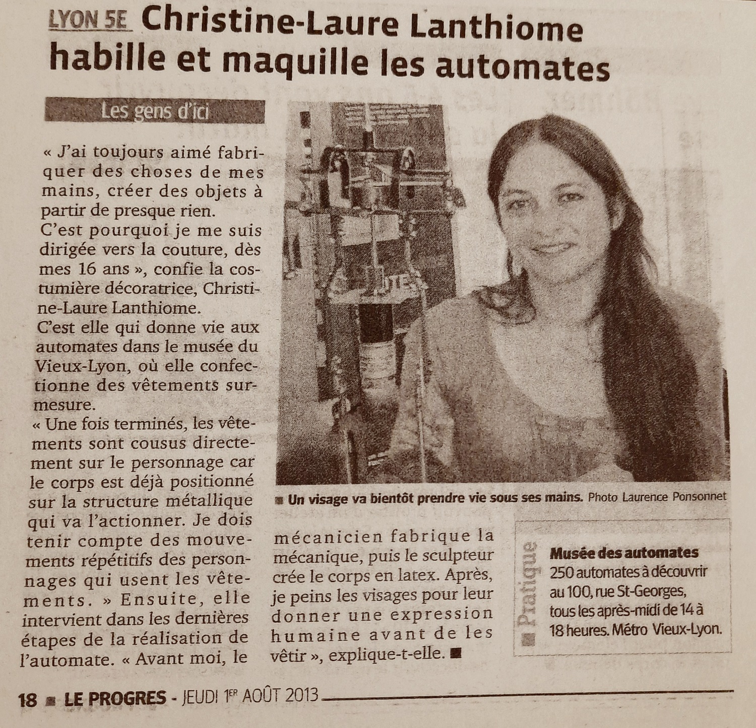 Article du Progrès Couturière